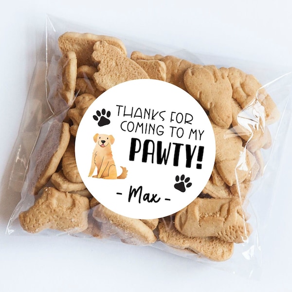 Cute Dog Birthday PAWty Stickers, Puppy Birthday, Dog Theme, Dog Party, Favors, First Birthday, Dog Pawty, Thank You Stickers, Dog Birthday
