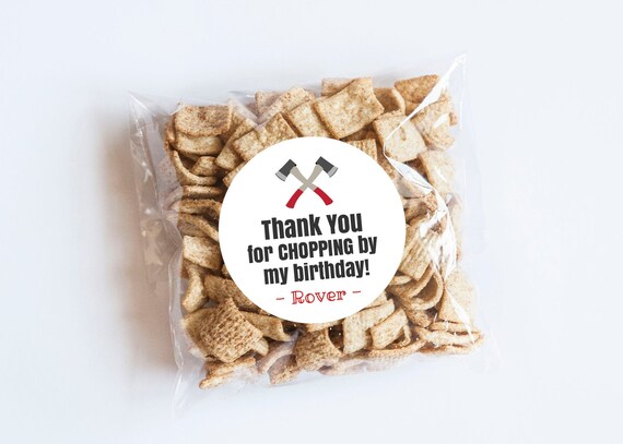 Lumberjack Ax Stickers, Chopping By, Ax Labels, Woodland Birthday, Lumberjack Birthday, Favors, First Birthday, Lumberjack Favors, Party Il_570xn