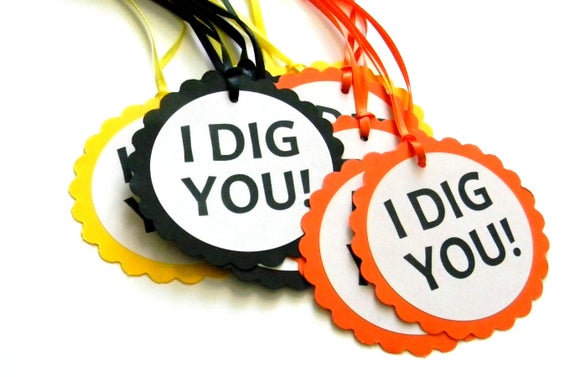 12 I Dig You Tags, Transportation Theme, Favor Tags, Dinosaur Favors, Shovel Favors, Construction Theme, Valentine's Favors, Dig You, Party Il_570xn