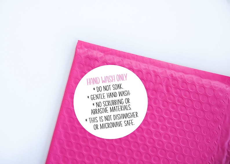 Hand Wash Stickers, Packaging, Shop Labels, Care Tags, Hand Wash Only, Instruction Labels, Care Labels, Jar Labels, Tee Shirt Instruction image 1