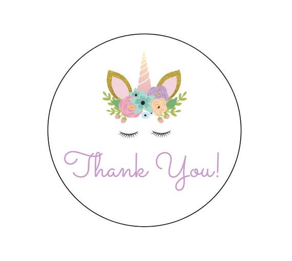 20 unicorn thank you stickers gold unicorn birthday labels