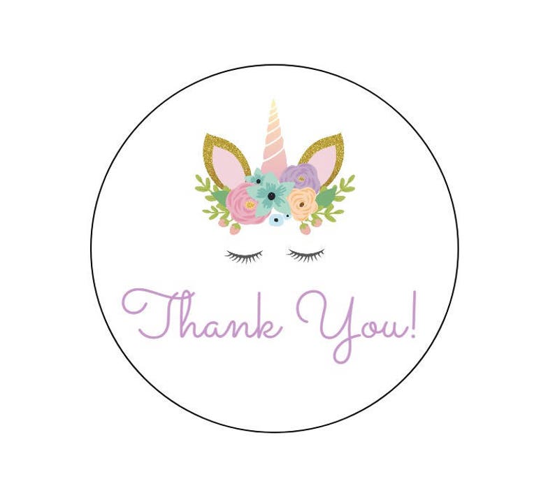 20 unicorn thank you stickers gold unicorn birthday labels