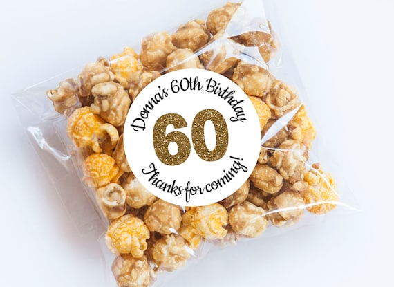 Gold 60th Birthday Stickers, Gold Theme, 60th Birthday, Birthday Favor, Thanks for Coming, Personalized, One Labels, Envelope Seals Il_570xn