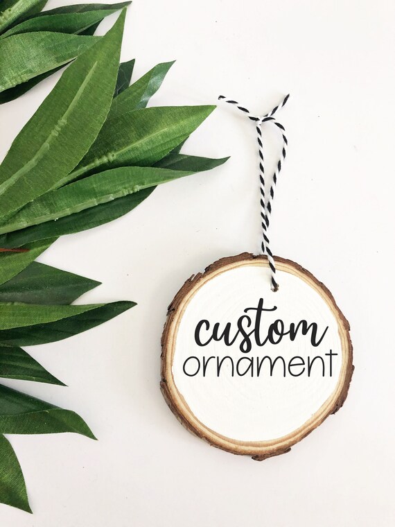 Custom White Wood Ornament, Wood Slice Ornament, Christmas Tree, Holiday Ornaments, Chalkboard Ornament, Rustic Christmas, Tree Decorating Il_570xn