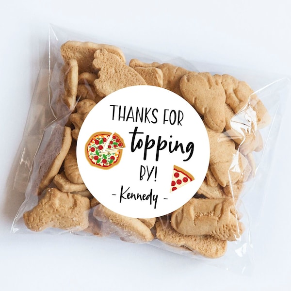 Pizza Birthday Stickers, Pizza Theme, Pizza Favors, Gift Tags, Pizza Party, Party Decor, Thank You Pizza Labels, Cooking Pizza Party