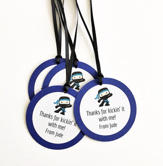 20 Ninja Gift Tags, Ninja Birthday, Birthday Tags, First Birthday, Ninja Theme, Party Favors, Ninja Favors, Warrior Birthday, Boy Party Tags Il_570xn