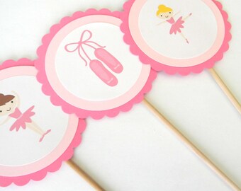 6 Pink Ballerina Centerpiece Sticks, First Birthday, Ballerina Theme, Ballerina Party, Princess Party, Girl Birthday, Table Decor