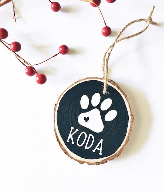 Paw Print Ornament, Dog Ornament, Wood Slice Ornament, Christmas Tree, Holiday Ornaments, Dog Gift, Rustic Christmas, Tree Decorating Il_570xn
