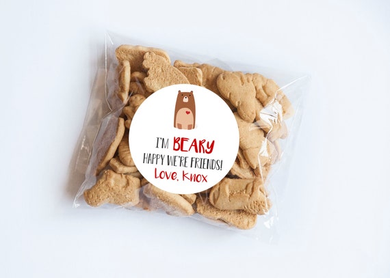 Bear Valentine Stickers, Valentine's Day, Class Party, Beary Friends, Valentine's Tags, Valentine Labels, Pouch Labels, Favors Il_570xn