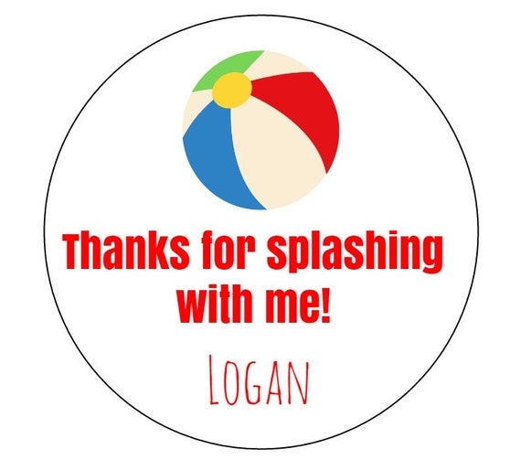 12 Beach Ball Stickers, Splashing with Me, Summer Birthday, Pool Party, First Birthday, Goodie Bag Stickers, Beach Ball Labels, Summer Label Il_570xn