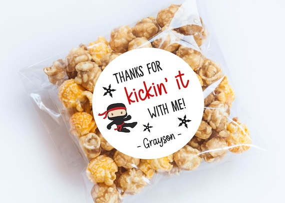 Red Ninja Stickers, Ninja Birthday, Ninja Theme, Birthday, Thanks for Coming, Personalized Stickers, Ninja Party, Warrior, Kickin It, Favors Il_570xn