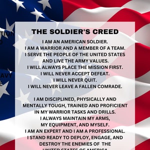 THE SOLDIERS CREED Wall Art 8x10 Art Print Framed or Unframed Free ...