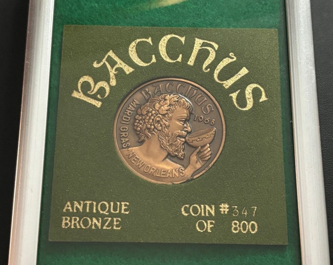 1968 BACCHUS DOUBLOON Limited Edition Bacchus Doubloon in Heavy Solid Bronze in Silver Frame
