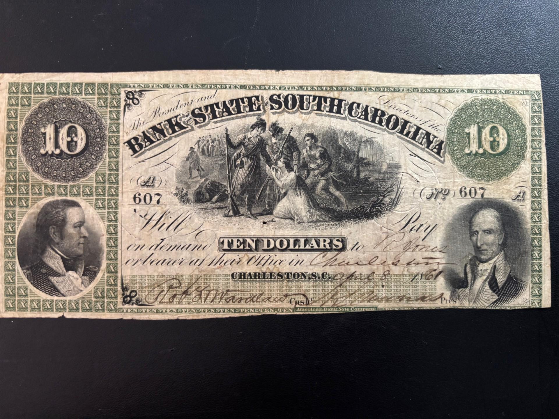 1861年アメリカ連合国 10ドル紙幣