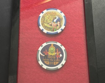 Krewe of Thoth Mardi Gras Poker Chip Doubloons in Black Frame