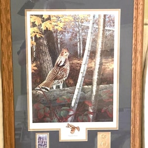 Harry Antis &quot;Thunderbird&quot; Art Print: Signed Framed Ruffed Grouse