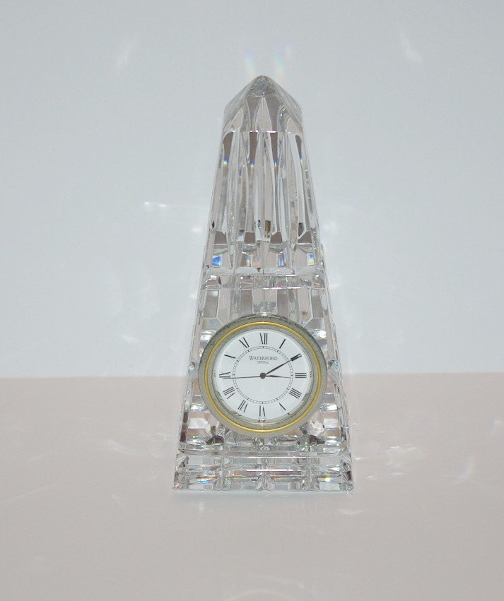 Waterford Crystal Desk Clock OBELISK GLASS CLOCK With New Etsy