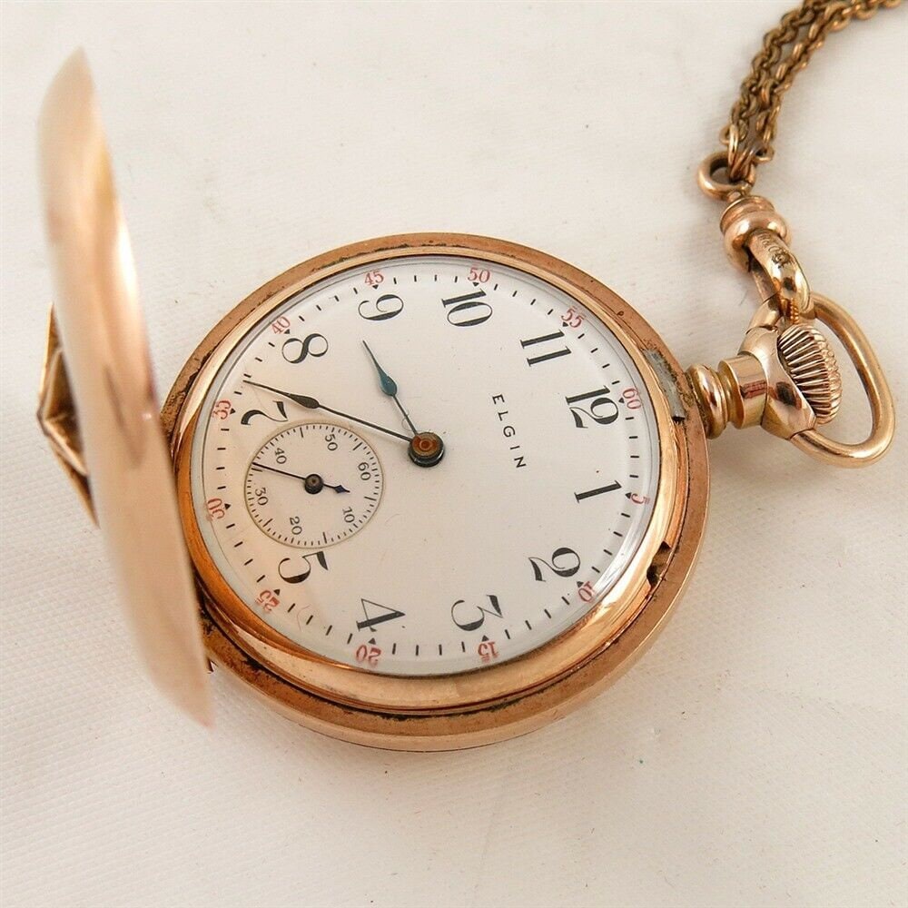 1908 Elgin LADY'S POCKET WATCH Necklace with Diamond 15 Jewel Gold Filled
