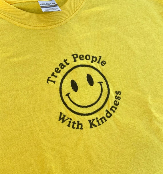 Kindness Smiley Embroidered T-Shirt KiwiCrossings | Etsy