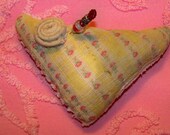 Bergamot - Remnants Of The Past Series Pin Cushions Made From Re-Purposed Antique Quilts Embellished With Buttons And Handmade Pins