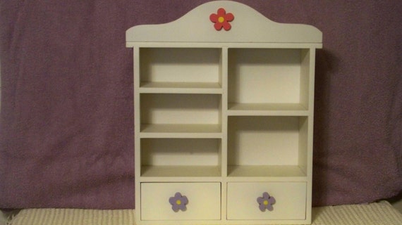Small Painted Wood Storage Cabinet With Shelves And Drawers Etsy