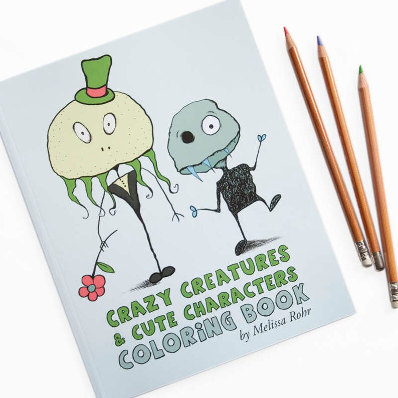 Creatures Characters Coloring Book Halloween Monsters And Animals 20 Silly Characters - 