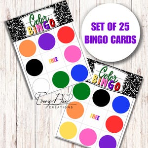 Bingo dei colori, Bingo per l'istruzione parentale, Bingo in classe, Tema di composizione, Scuola materna, Cartelle del bingo per la prima infanzia, Riconoscimento dei colori, Cartelle del bingo