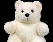 Vintage 1991 Pot Belly Bear America Wego RARE 18 quot Ivory White Stuffed Animal Plush
