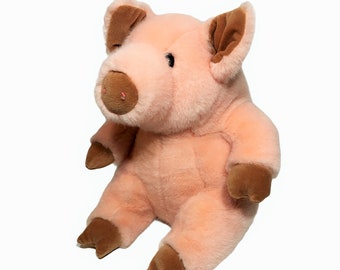 Vintage 1990 Manhattan Toy RARE Peach Pig Plush Pink 13" Stuffed Animal