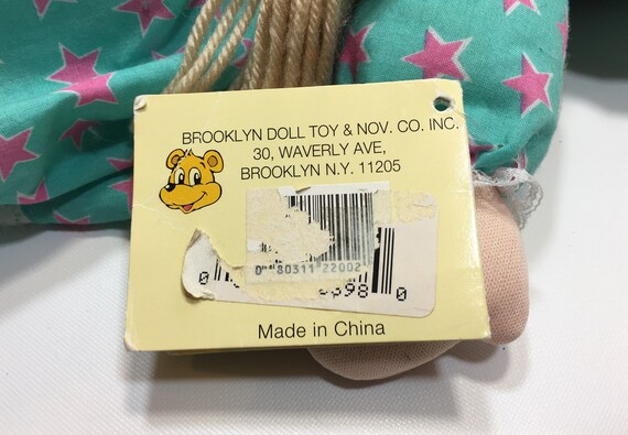 RARE Vintage Ragdoll Stuffed Plush Blue Dress Red Stars Brooklyn