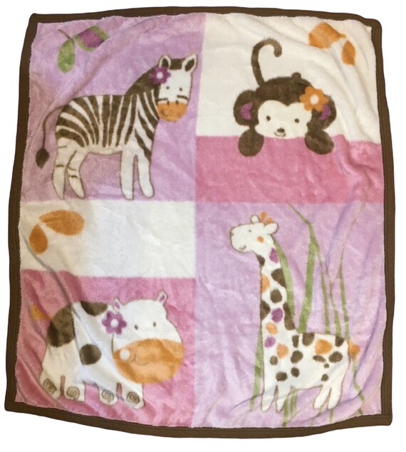 Cocalo Pink Brown Chenille Polka Dot Baby Blanket Reversible Girls