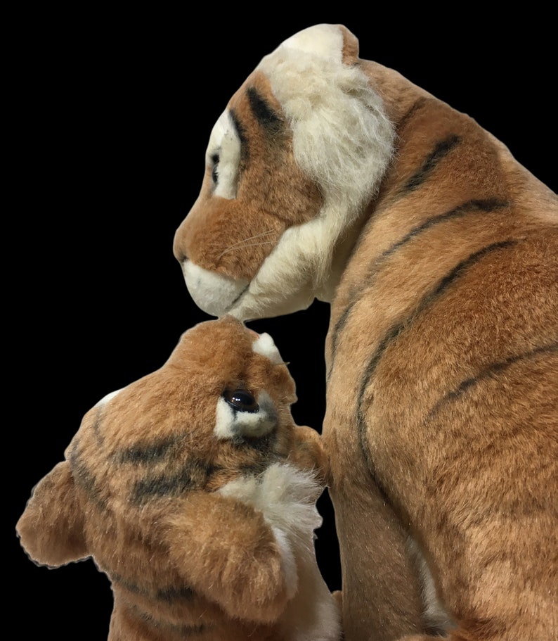 Vintage Fiesta Mother Tiger & Baby Cub Plush Cats Orange Brown Stuffed Animals 画像 6