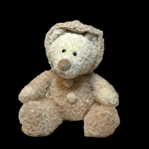 Baby Ganz Teddy Bear Plush Beige Stuffed Animal Snow Suit Hoodie Pajamas - RARE