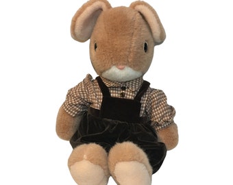 RARE Showa Retro Oike Bunny Rabbit Plush Vintage Brown Stuffed Animal Toy 18"