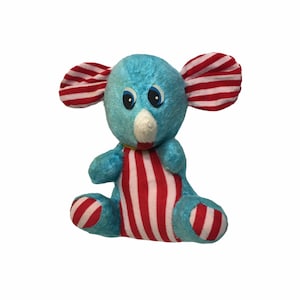 RARE Vintage Elephant Plush Stuffed Animal Blueberry Candy Striped Doll Toy 12&quot;