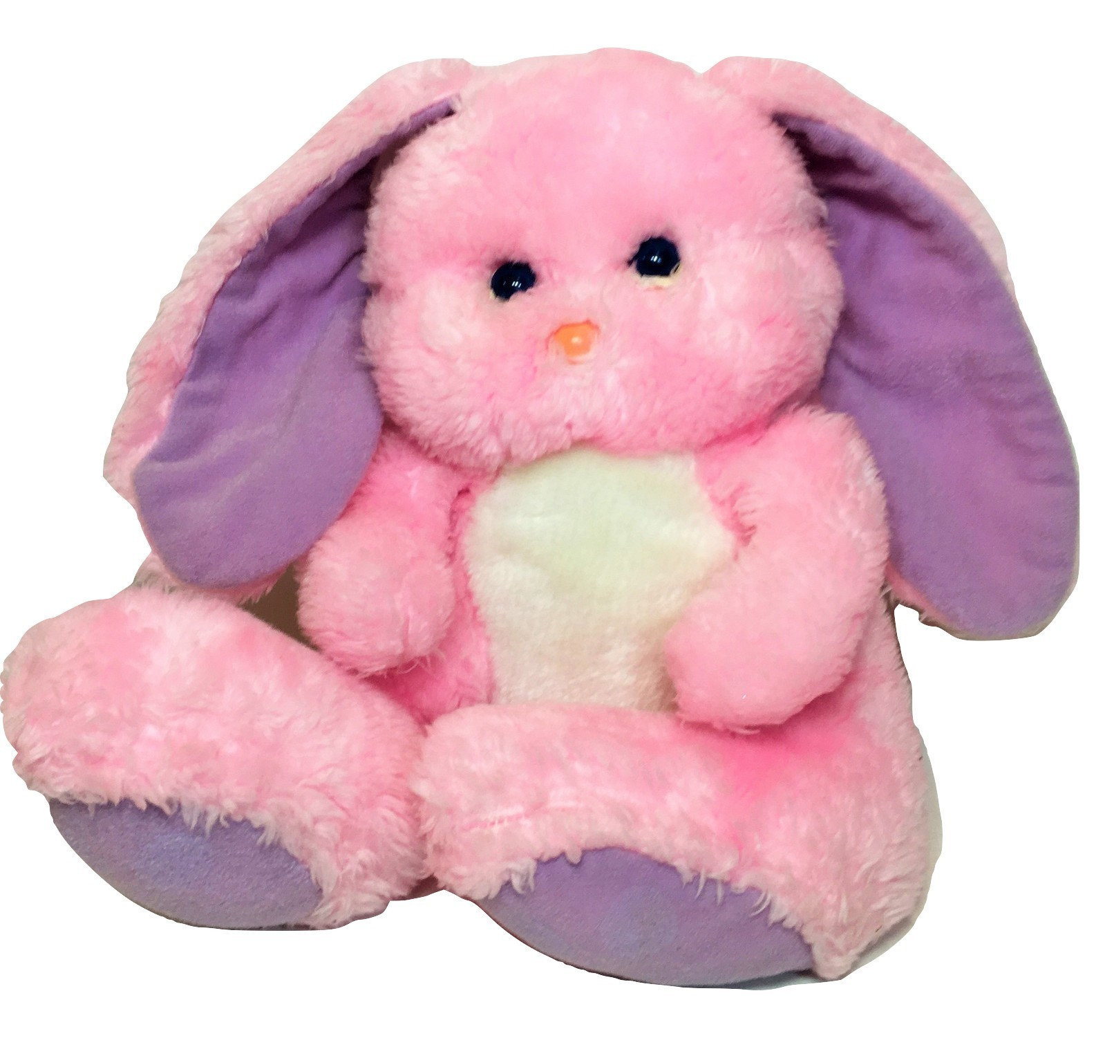 RARE Vintage Animal Fair Bunny Rabbit LARGE Pink Purple Plush Stuffed Animal 12"
