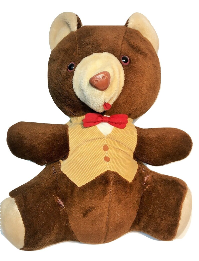 Vintage Toy Co Teddy Bear Plush JUMBO Brown Stuffed Animal Red | Etsy