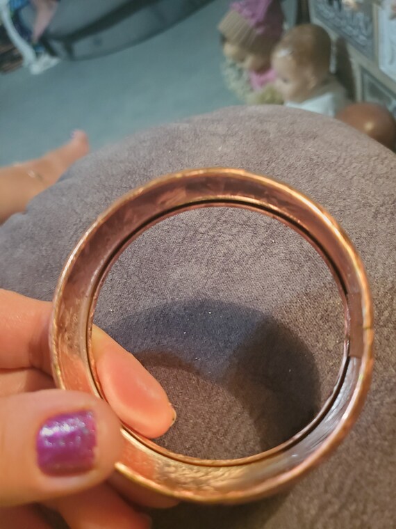 Vintage brushed copper solid Bangle bracelet - image 2