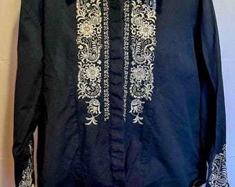 vtg western blouse embroidered