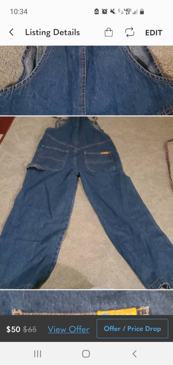 Vintage embroidered Tweety overall bibs girls 7/8 War… Gem