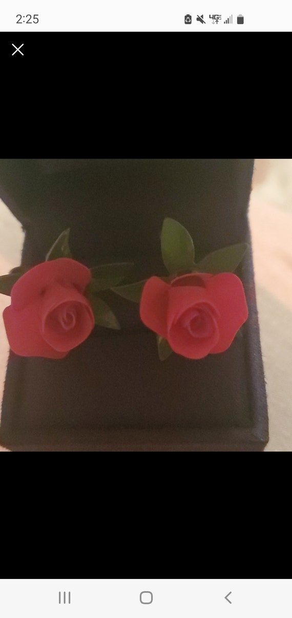 Antique plastic Rose screw back earrings