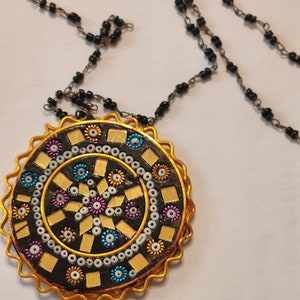 Vintage handmade 1970s medallion necklace made in India