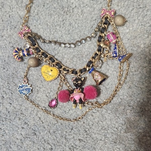 Betsey johnson football cheerleading charm necklace