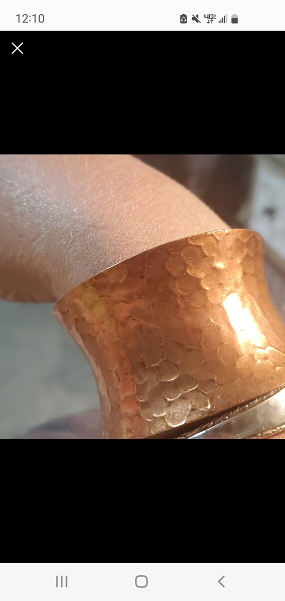 Vintage solid copper hammered cuff bracelet - image 2