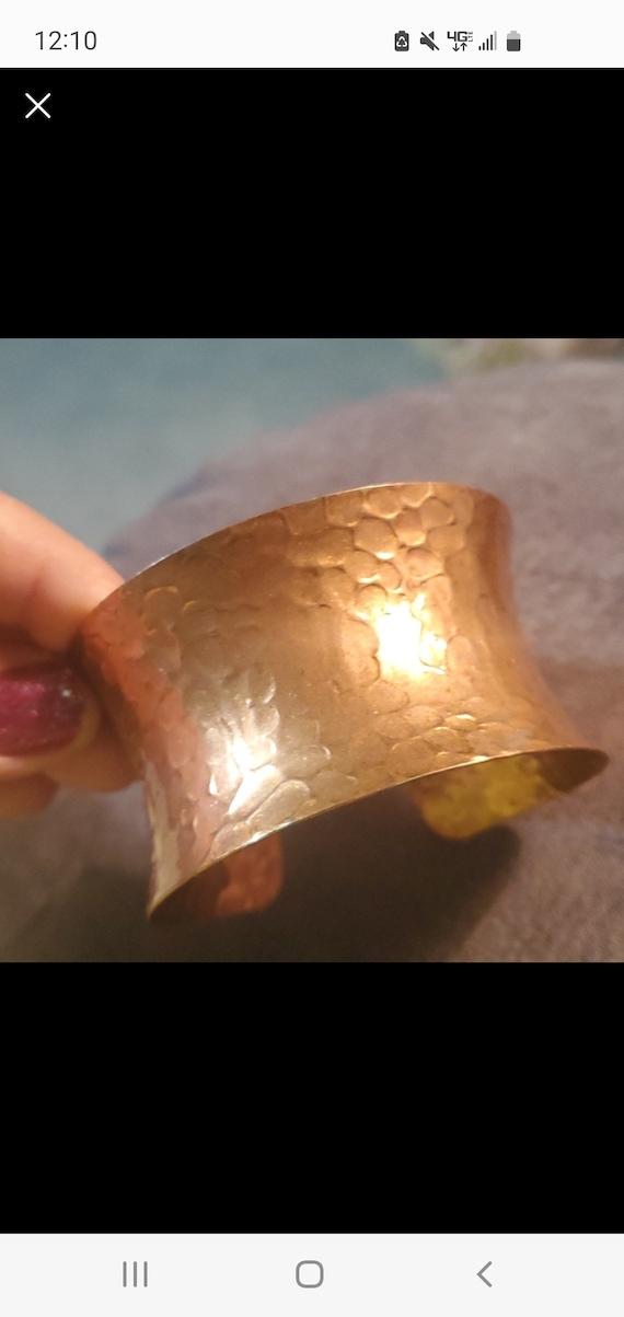 Vintage solid copper hammered cuff bracelet - image 1