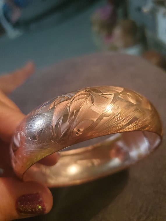Vintage brushed copper solid Bangle bracelet - image 3