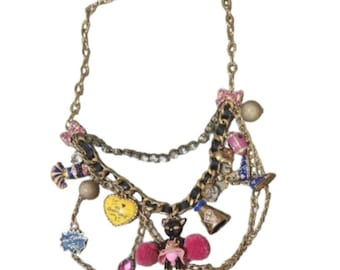 Betsey johnson football cheerleading charm necklace
