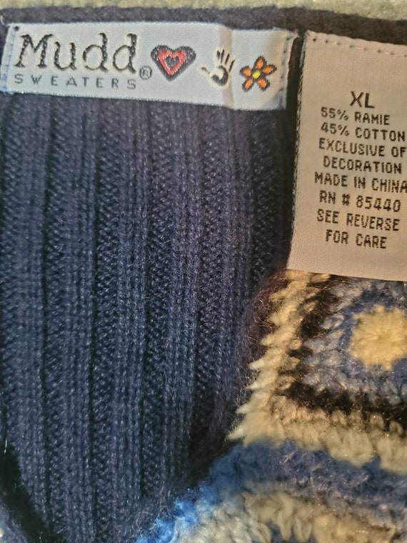 90s vintage crochet ribbed Mudd sweater jrs xl - image 2