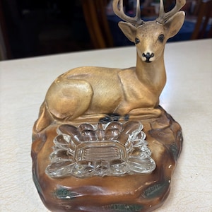 Vintage Deer / Buck Ashtray / Trinket Dish Mid Century Ashtray Chalkware Deer