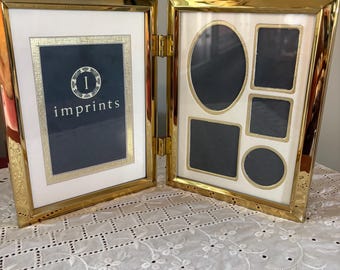 Vintage Gold Bi-Fold Hinged Picture Frame: Holds Collage and 4.5 x 3.5 Photo